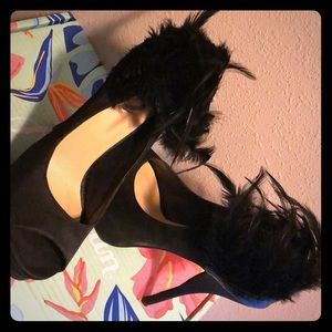 Black Feather Heels